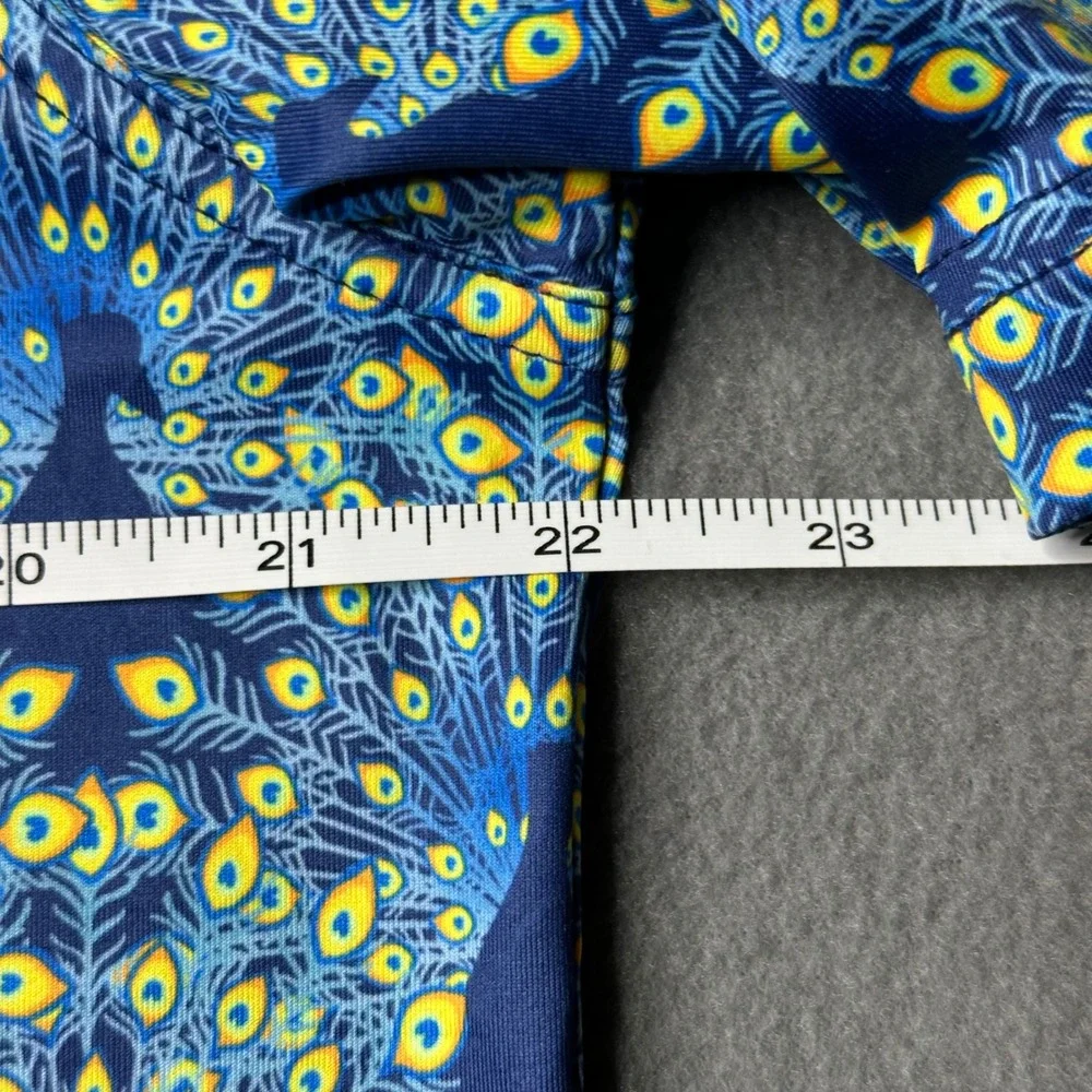 Chubbies Polo Shirt Medium Blue Peacock Feather Print SS24CA1005H Short Sleeve - Picture 2 of 9